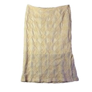 Solitaire Lace Midi Skirt Womens XL Cream Floral Diamond